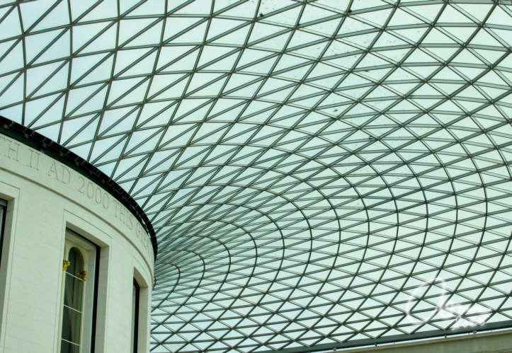 Intricate roof of the Great Court, British Museum, London