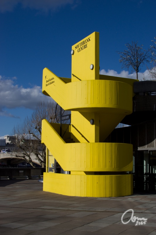 Bright yellow staircase, South Bank, London