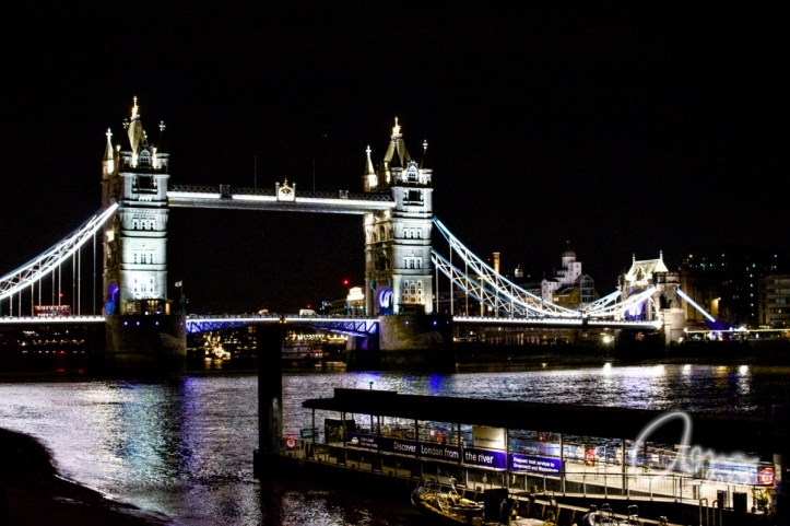 Tower Bridge at night, London England