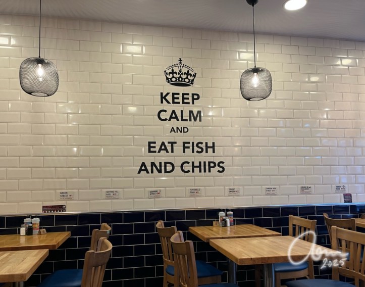 Restaurant wall in fish’n chips place